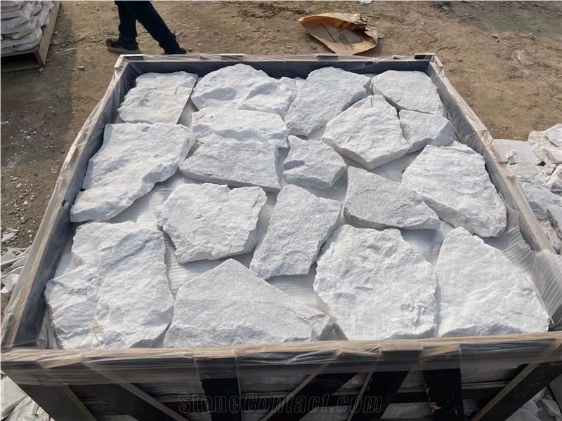 White Split Wall Stone,Marble Random Flagstone For Wall