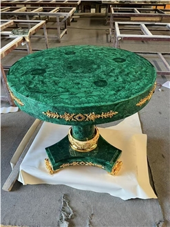 Malachite Green Semiprecious Stone Round Table