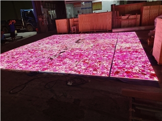 Semiprecious Stone Pink Agate Tiles Gemstone Panels
