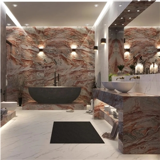 Arabescato Orobico Rosso Marble Slabs Commercial Kitchen