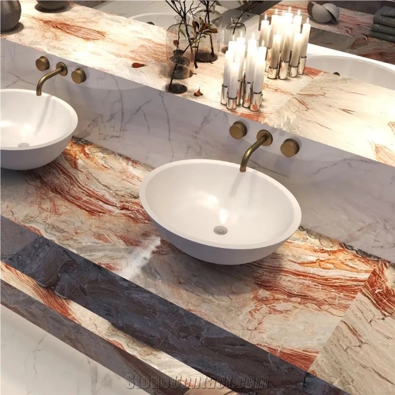 Arabescato Orobico Rosso Marble Slabs Commercial Kitchen