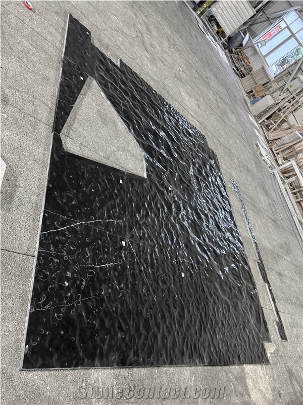Black Marble 3D CNC Feature Wall Panel  Home Decor Products