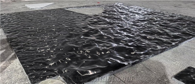 Black Marble 3D CNC Feature Wall Panel  Home Decor Products