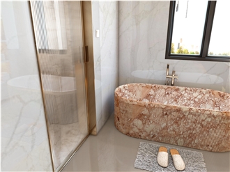Rosalia Pink Marble Apartment Bench Tops Bath Top