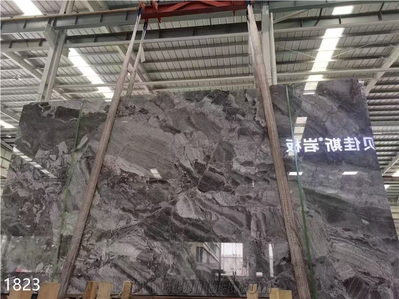 Silver Breccia Marble Slabs Bedrock Grey Fantasy Stone Tile