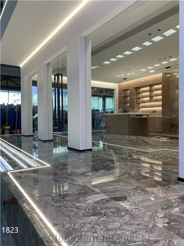 Silver Breccia Marble Slabs Bedrock Grey Fantasy Stone Tile