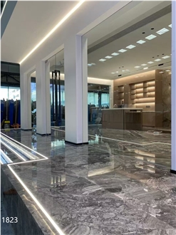 Silver Breccia Marble Slabs Bedrock Grey Fantasy Stone Tile