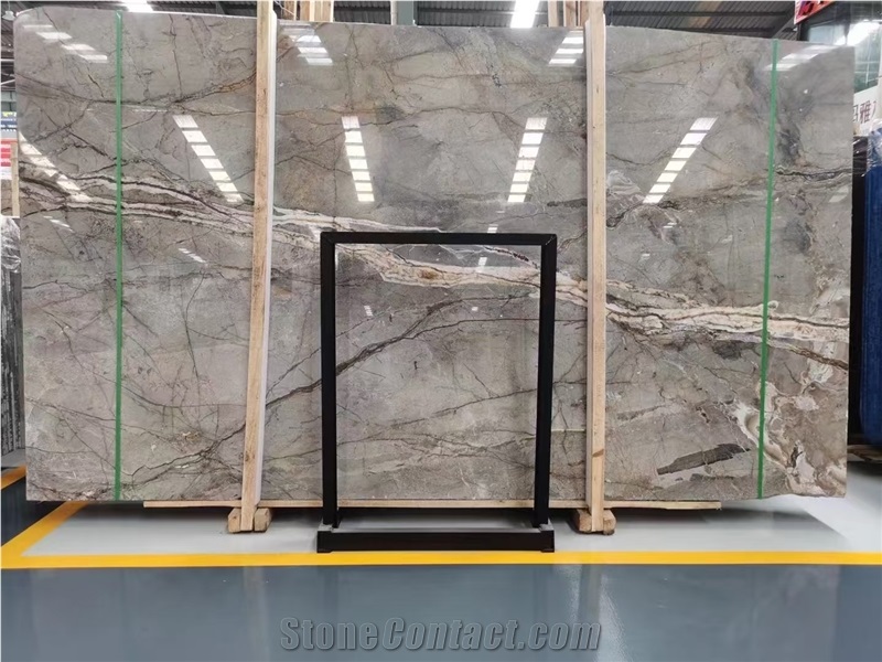 Silver River Marble Slabs Milky Way Grey Stone Floor Use