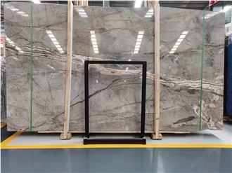 Silver River Marble Slabs Milky Way Grey Stone Floor Use