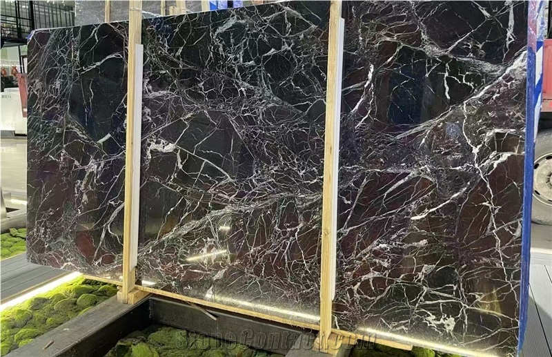 Rosso Levanto / Purple With Black Marble Slabs