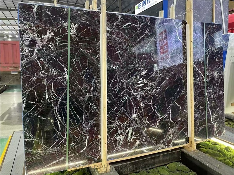 Rosso Levanto / Purple With Black Marble Slabs