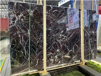 Rosso Levanto / Purple With Black Marble Slabs