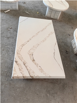 5004 Brittanicca Quartz Gold Veins Solid Surface Table Tops