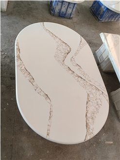 5004 Brittanicca Quartz Gold Veins Solid Surface Table Tops