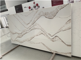 5004 Brittanicca Quartz Gold Veins Solid Surface Table Tops