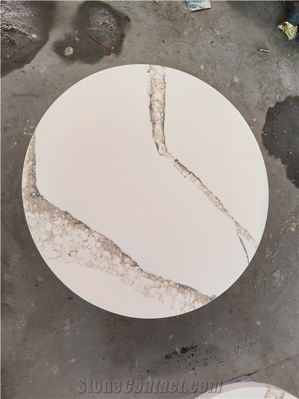 5004 Brittanicca Quartz Gold Veins Solid Surface Table Tops