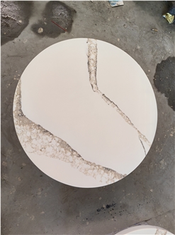 5004 Brittanicca Quartz Gold Veins Solid Surface Table Tops
