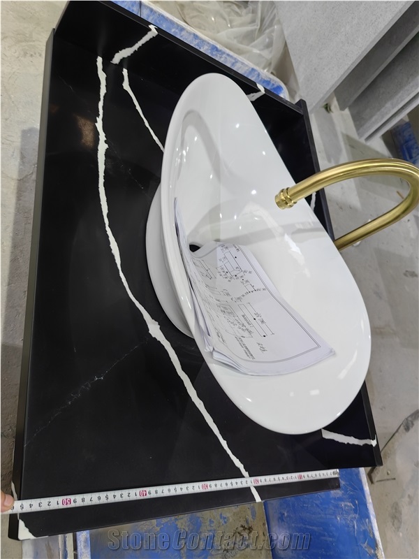 Artificial Stone 5024 Nero Statuary Quartz Vanity Countertop