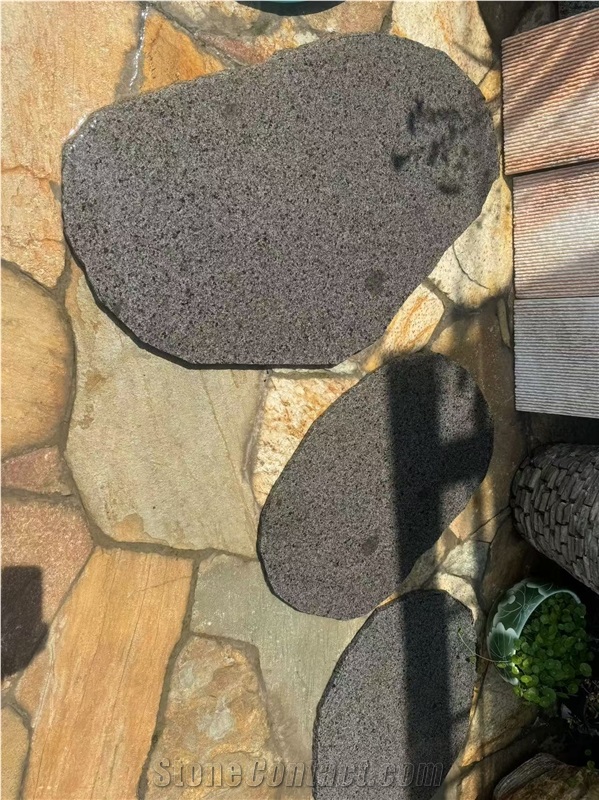 Sesame Black Granite Stepping Stone Crazy Pavers