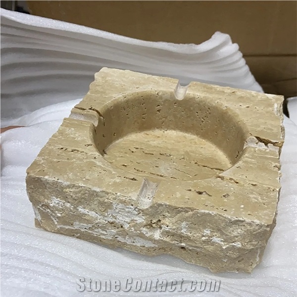 Beige Travertine Stone Ashtray