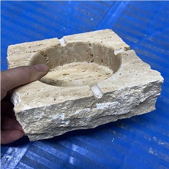 Beige Travertine Stone Ashtray