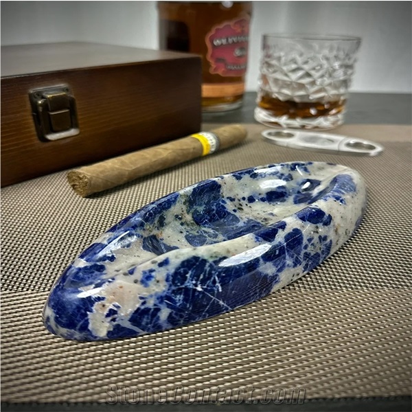 Blue Sodalite Stone Cigar Ashtray