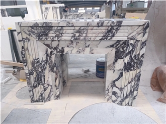 Modern Calacatta Viola Marble  Indoor Fireplace Surround