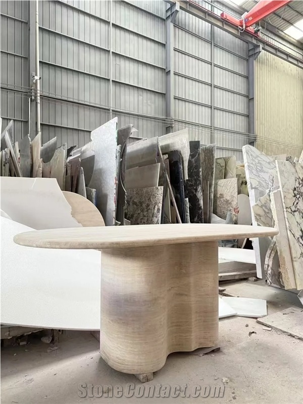 Nature Oval Travertine Stone Dining Furniture For Wholesale