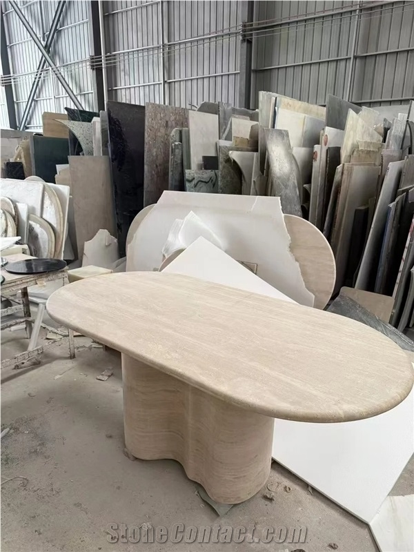 Nature Oval Travertine Stone Dining Furniture For Wholesale