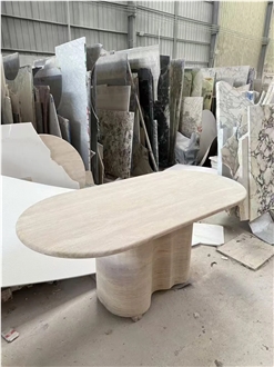 Nature Oval Travertine Stone Dining Furniture For Wholesale