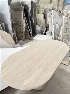 Nature Oval Travertine Stone Dining Furniture For Wholesale