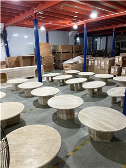 Nature Oval Travertine Stone Dining Furniture For Wholesale