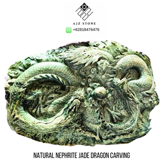 Natural Nephrite Jade Dragon Carving Stone Crafts