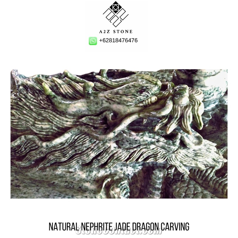Natural Nephrite Jade Dragon Carving Stone Crafts