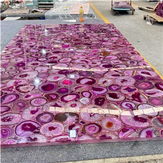 Backlit Translucent Pink Agate Semi Semiprecious Stone Tiles