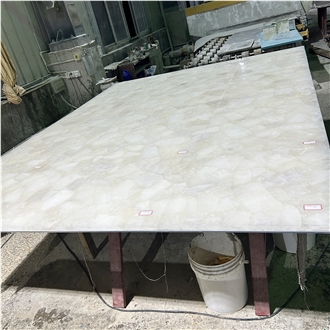 White Crystal Quartz Translucent Semiprecious Stone Slabs