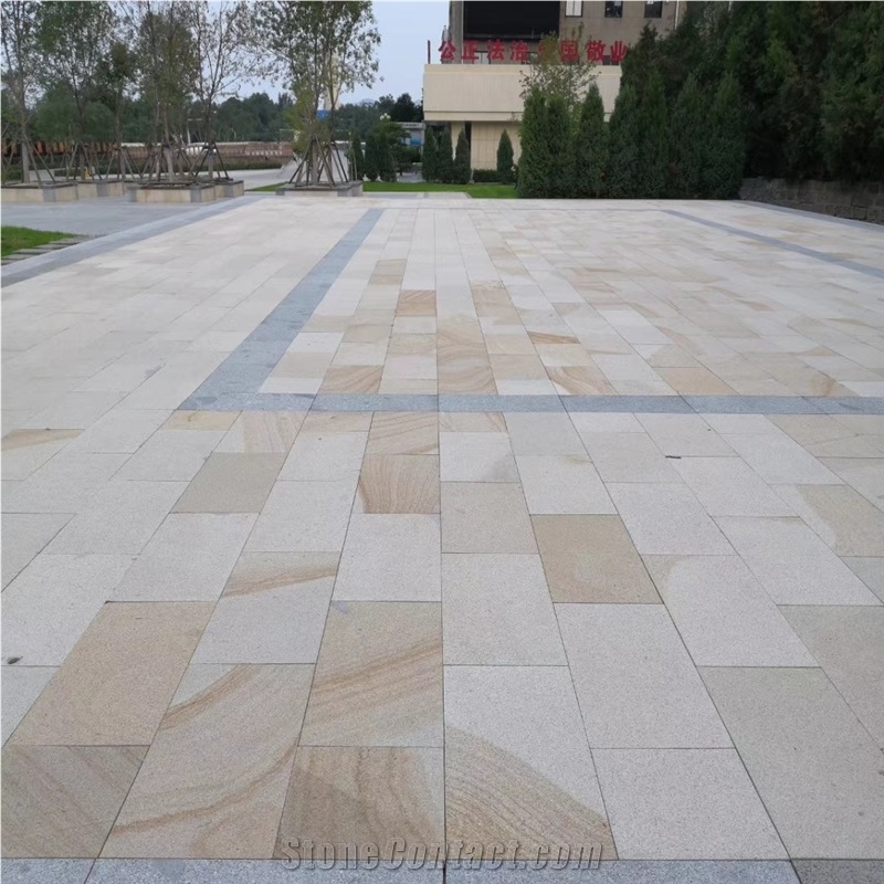 Barry Yellow Granite Bush Hammered Paving Stone, Pavement Setts