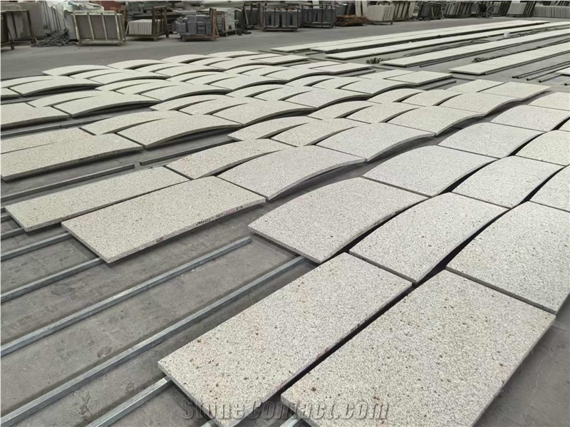 Golden Silk Sand Granite Curved Wall Tiles Façade