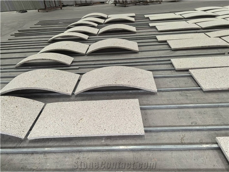 Golden Silk Sand Granite Curved Wall Tiles Façade