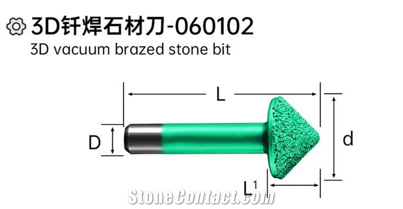 3D Vacuum Brazed Stone Bit