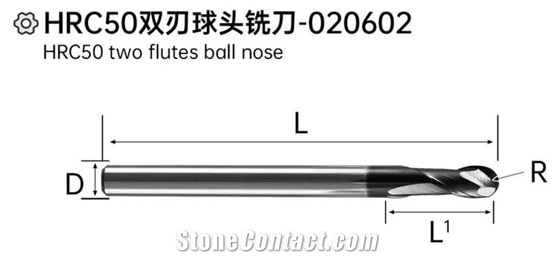 HRC50 Two Flutes Ball Nose