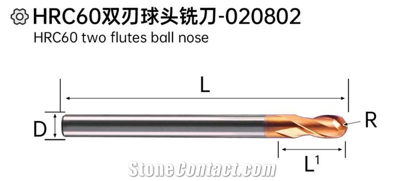 HRC60 Two Flutes Ball Nose