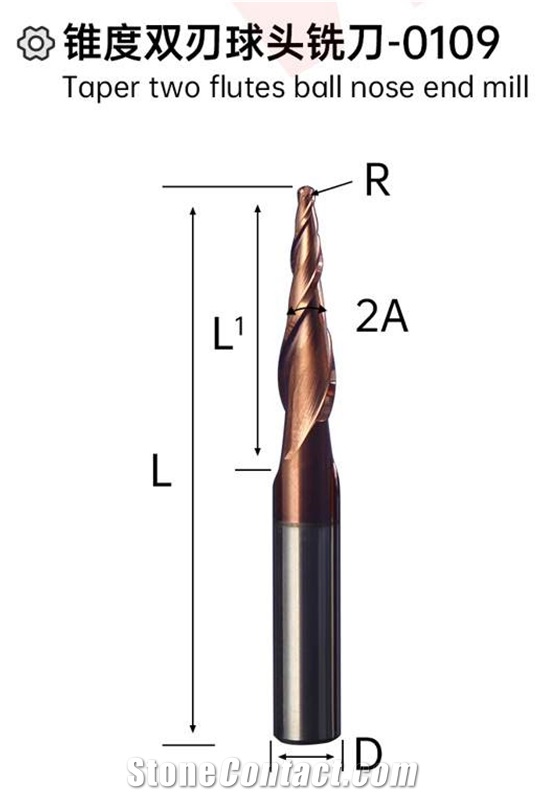 Taper Two Flutes Ball Nose End Mill