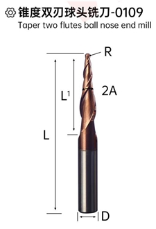 Taper Two Flutes Ball Nose End Mill Taper Two Flutes Ball Nose End Mill