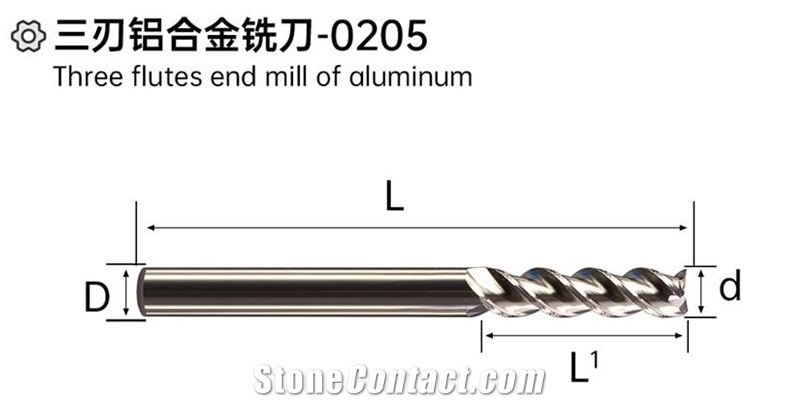 Three Flutes End Mill Of Aluminum