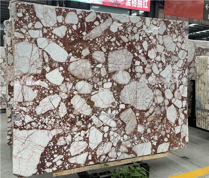 Bulgari Red Marble Big Slabs Floor Tile