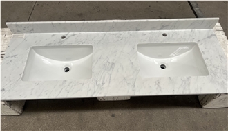 Carrara White Marble Bathroom Vanity Tops