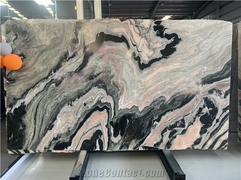 Natural Marble Panda Pink  Slabs Pattern