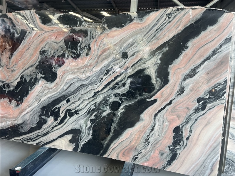 Natural Marble Panda Pink  Slabs Pattern