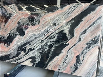 Natural Marble Panda Pink  Slabs Pattern